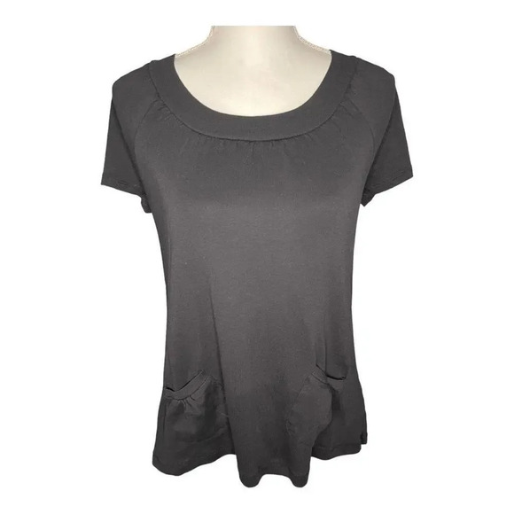 Style & Co Petite Medium Black Pocketed‎ Short Sleeved Top - Picture 1 of 4